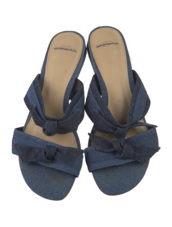 Alexandre Birman Denim Bow Accents Slides