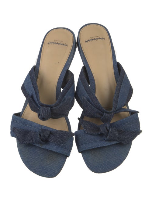 Alexandre Birman Denim Bow Accents Slides