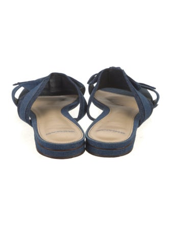Alexandre Birman Denim Bow Accents Slides