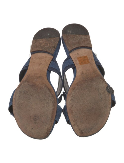 Alexandre Birman Denim Bow Accents Slides