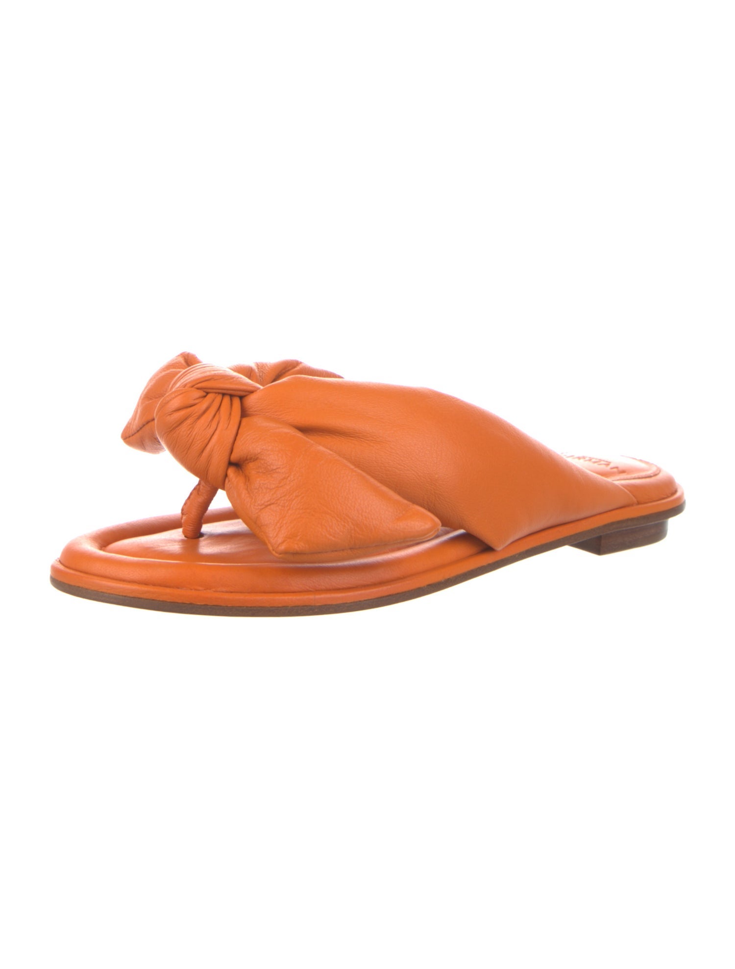 Alexandre Birman Leather Bow Accents Slides