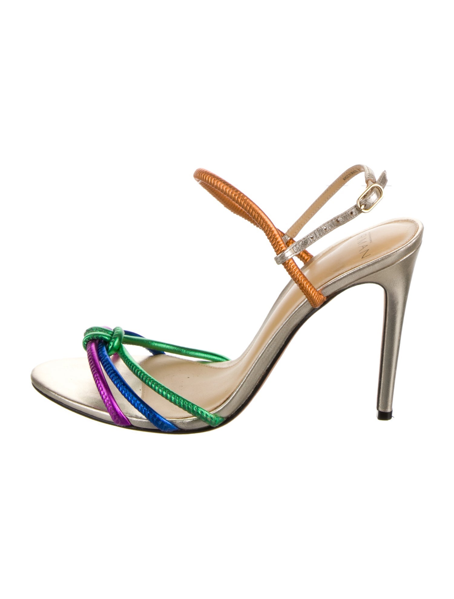 Alexandre Birman Leather Colorblock Pattern Slingback Sandals