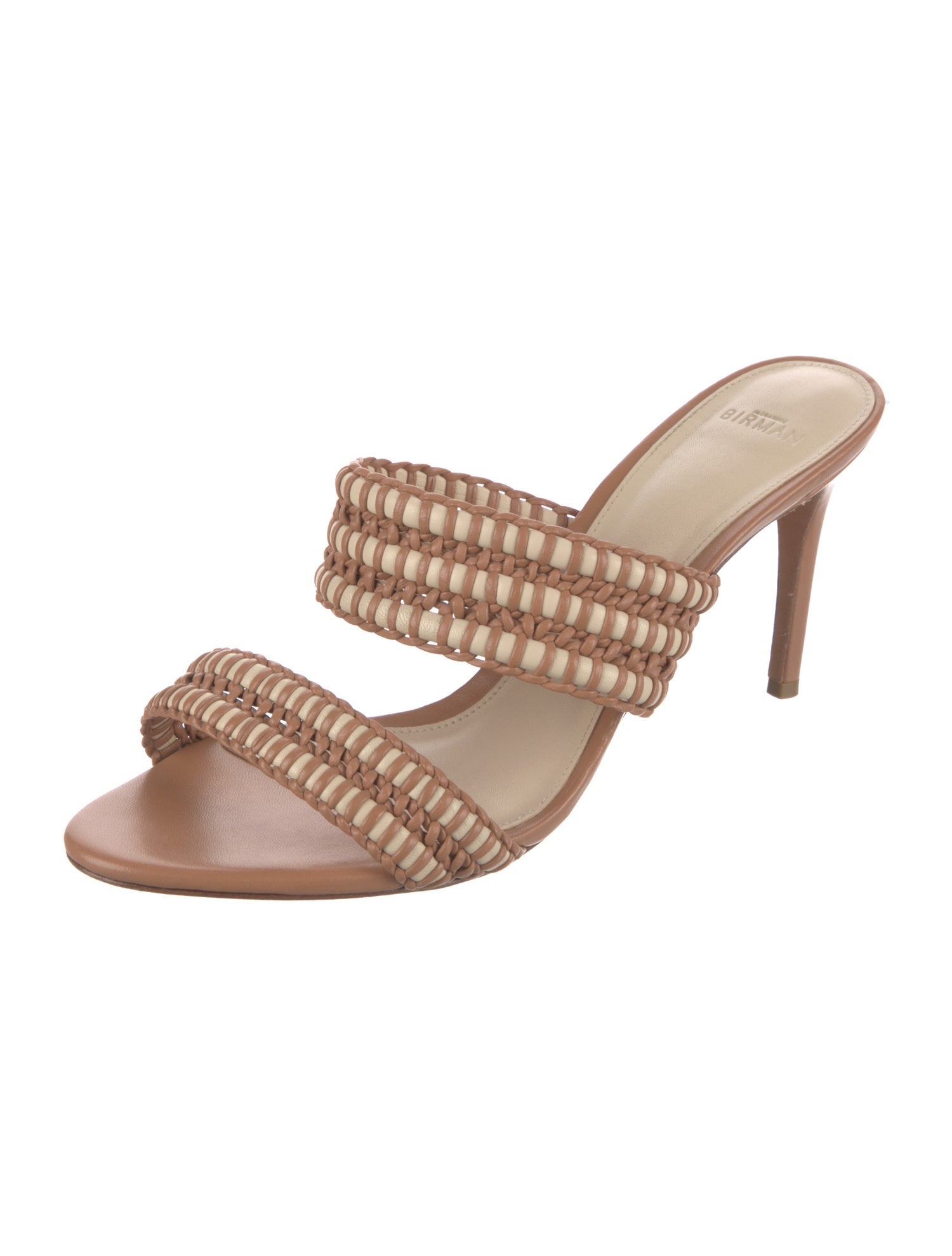 Alexandre Birman Leather Colorblock Pattern Slides