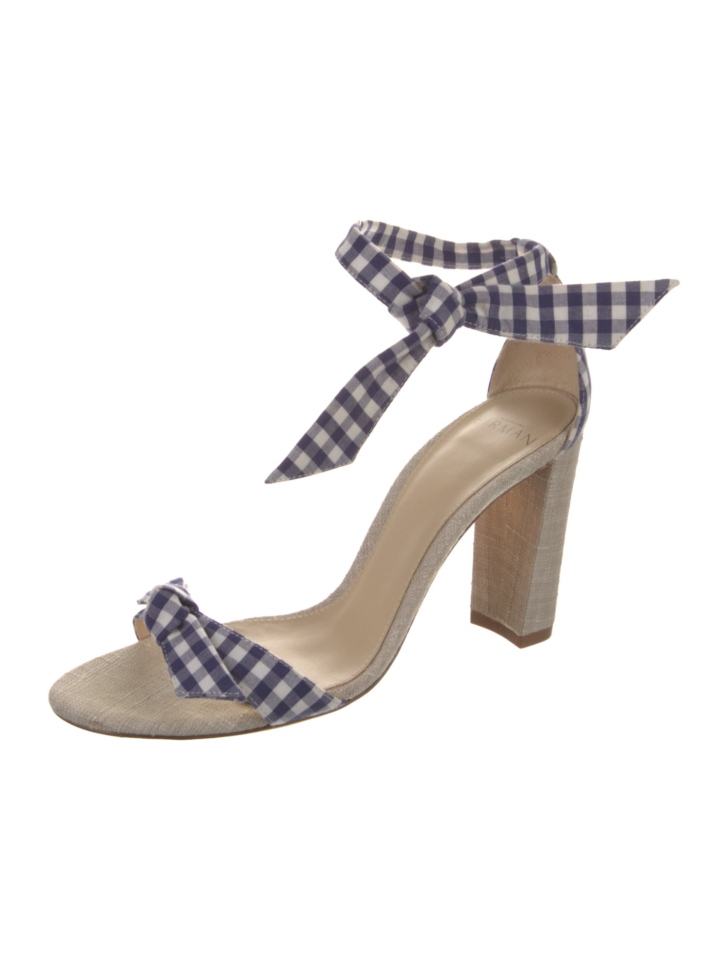 Alexandre Birman Plaid Print Leather Trim Embellishment Sandals