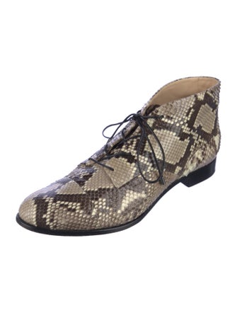 Alexandre Birman Leather Animal Print Lace-Up Boots