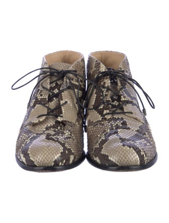 Alexandre Birman Leather Animal Print Lace-Up Boots