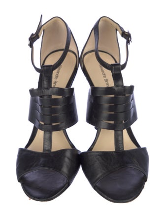 Alexandre Birman Leather Animal Print T-Strap Pumps