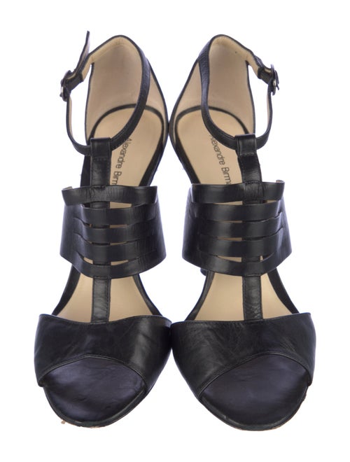 Alexandre Birman Leather Animal Print T-Strap Pumps