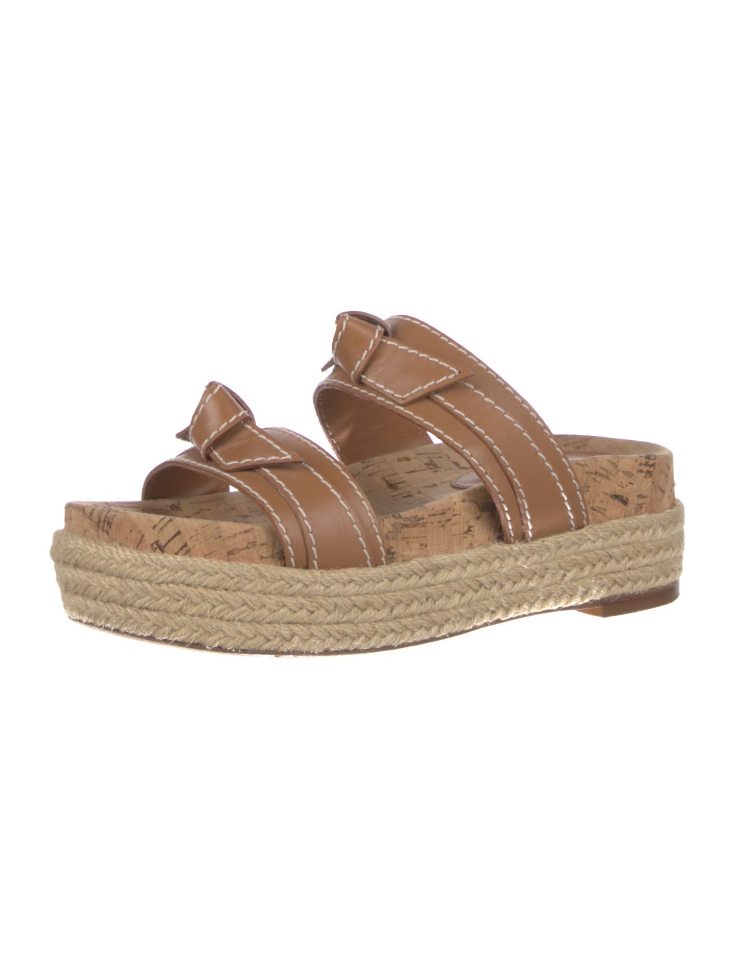 Alexandre Birman Leather Bow Accents Espadrilles