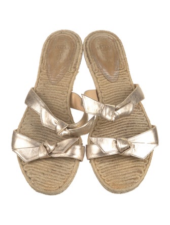 Alexandre Birman Leather Bow Accents Slides