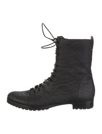 Alexandre Birman Snakeskin Combat Boots