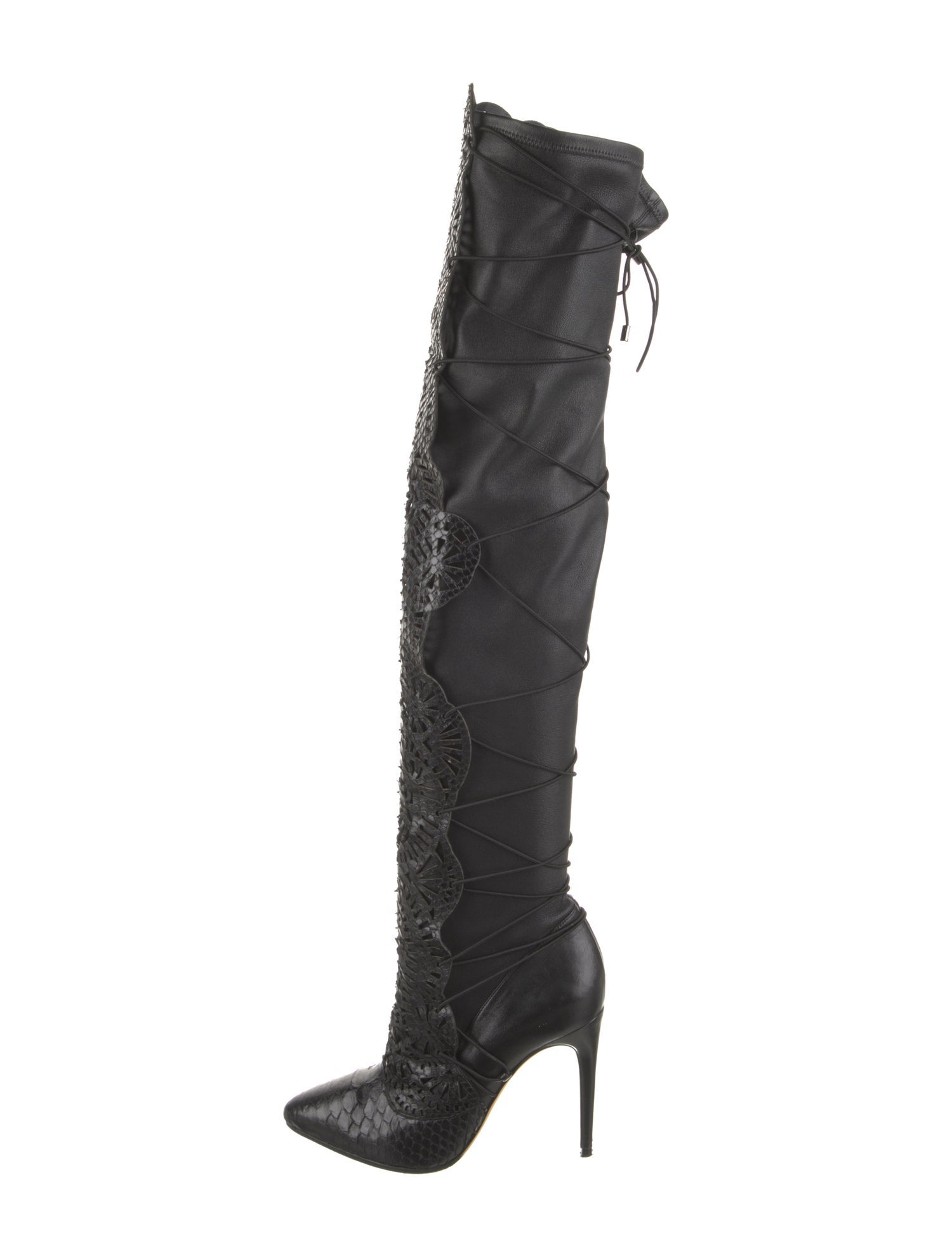 Alexandre Birman Leather Lasercut Accents Boots