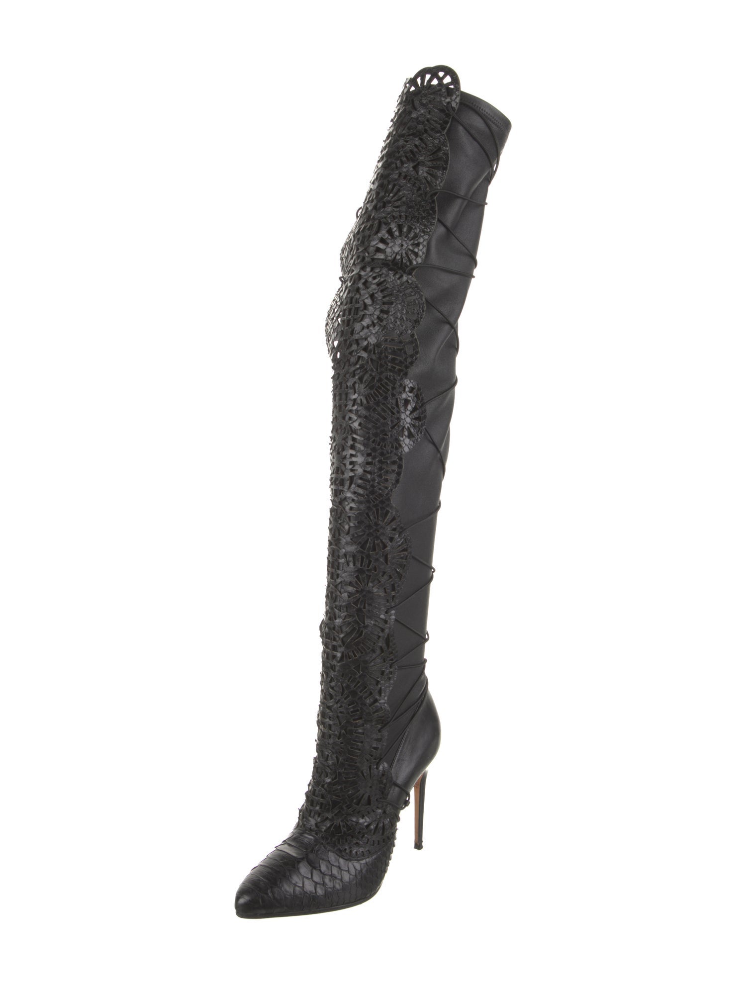 Alexandre Birman Leather Lasercut Accents Boots