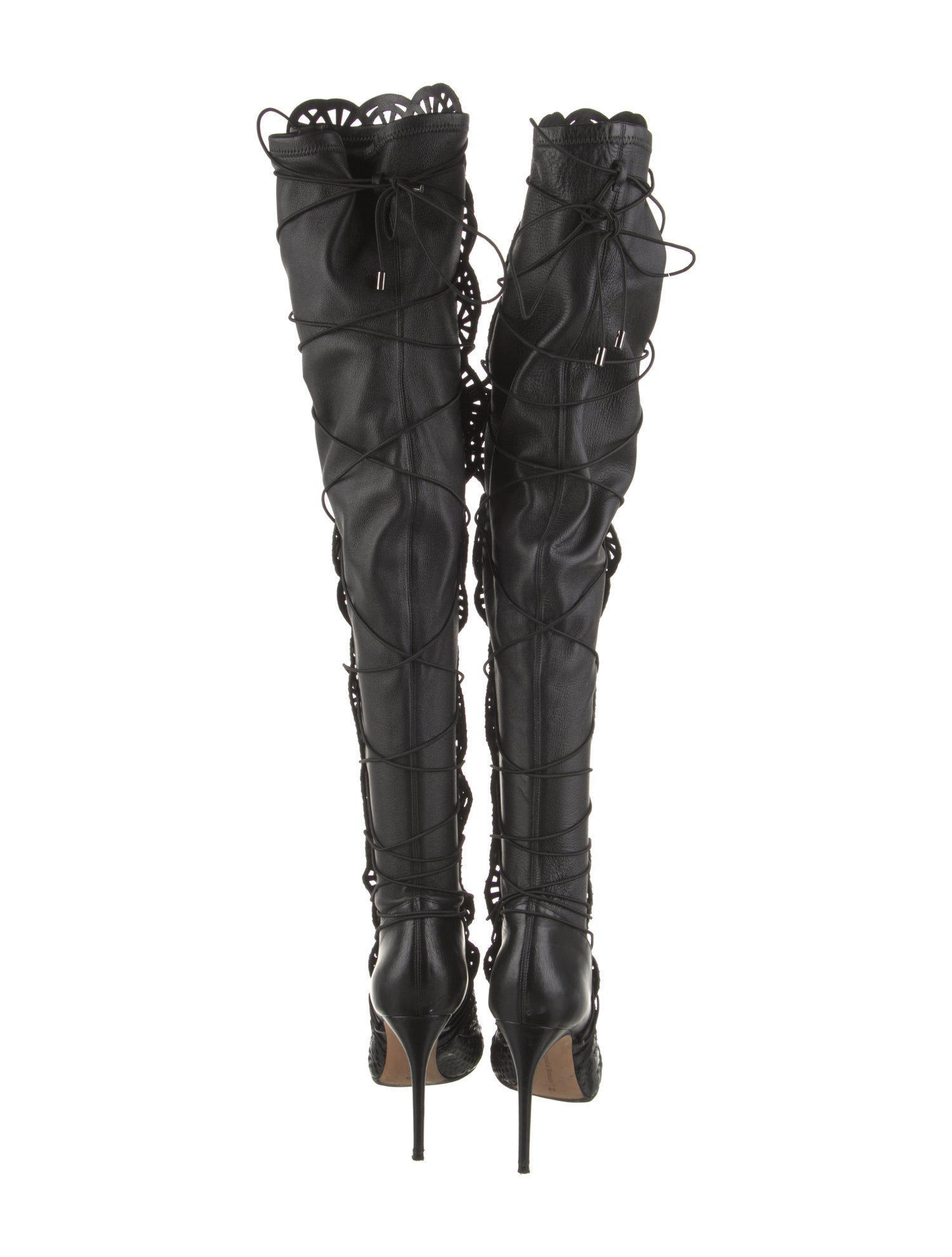 Alexandre Birman Leather Lasercut Accents Boots