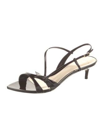 Alexandre Birman Patent Leather Cutout Accent Slingback Sandals