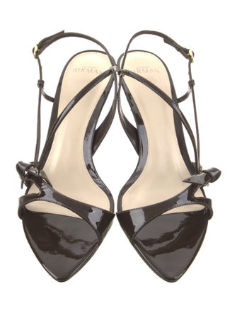 Alexandre Birman Patent Leather Cutout Accent Slingback Sandals