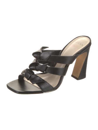 Alexandre Birman Leather Bow Accents Slides
