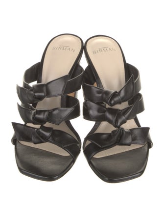 Alexandre Birman Leather Bow Accents Slides