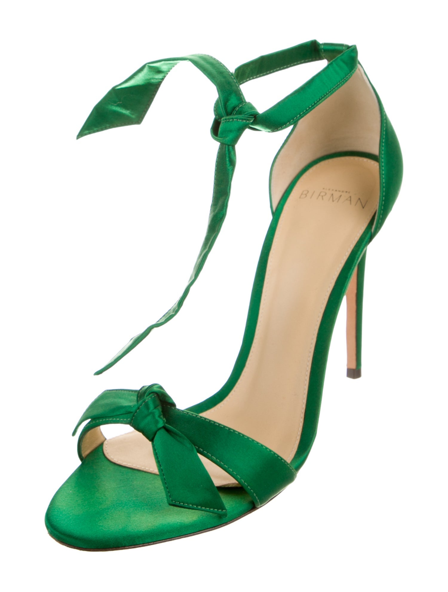 Alexandre Birman Satin Bow Accents T-Strap Sandals
