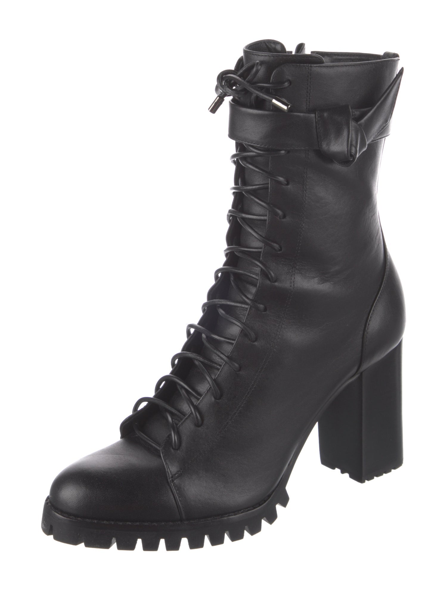 Alexandre Birman Leather Colorblock Pattern Combat Boots