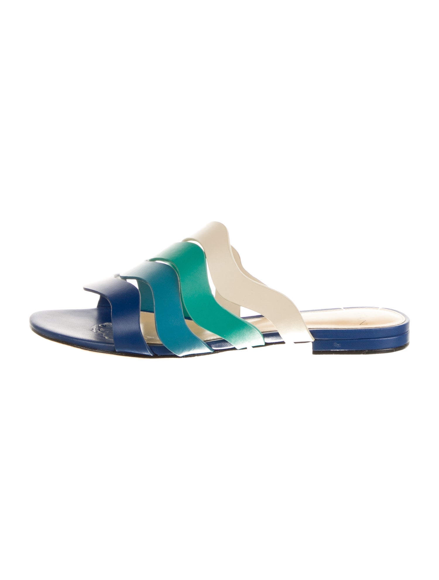 Alexandre Birman Leather Colorblock Pattern Slides