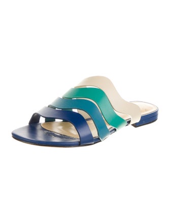 Alexandre Birman Leather Colorblock Pattern Slides