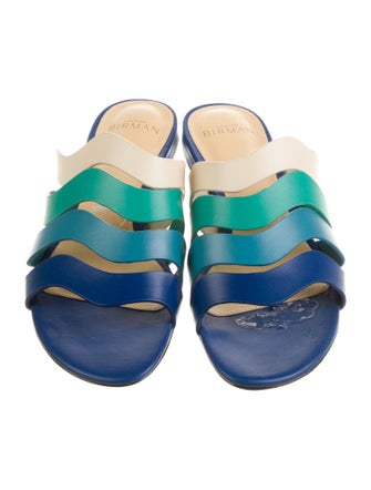 Alexandre Birman Leather Colorblock Pattern Slides