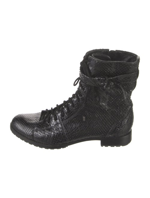 Alexandre Birman Embossed Leather Printed Combat Boots
