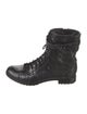 Alexandre Birman Embossed Leather Printed Combat Boots