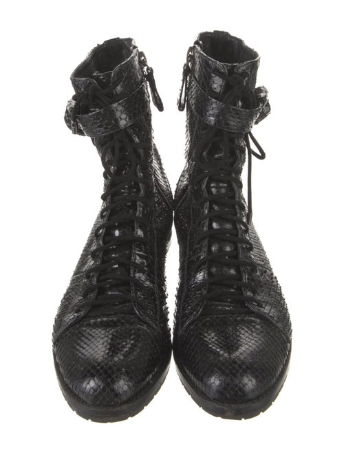 Alexandre Birman Embossed Leather Printed Combat Boots