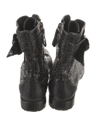 Alexandre Birman Embossed Leather Printed Combat Boots