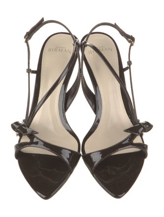 Alexandre Birman Patent Leather Animal Print Slingback Sandals