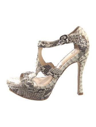 Alexandre Birman Python Animal Print T-Strap Sandals