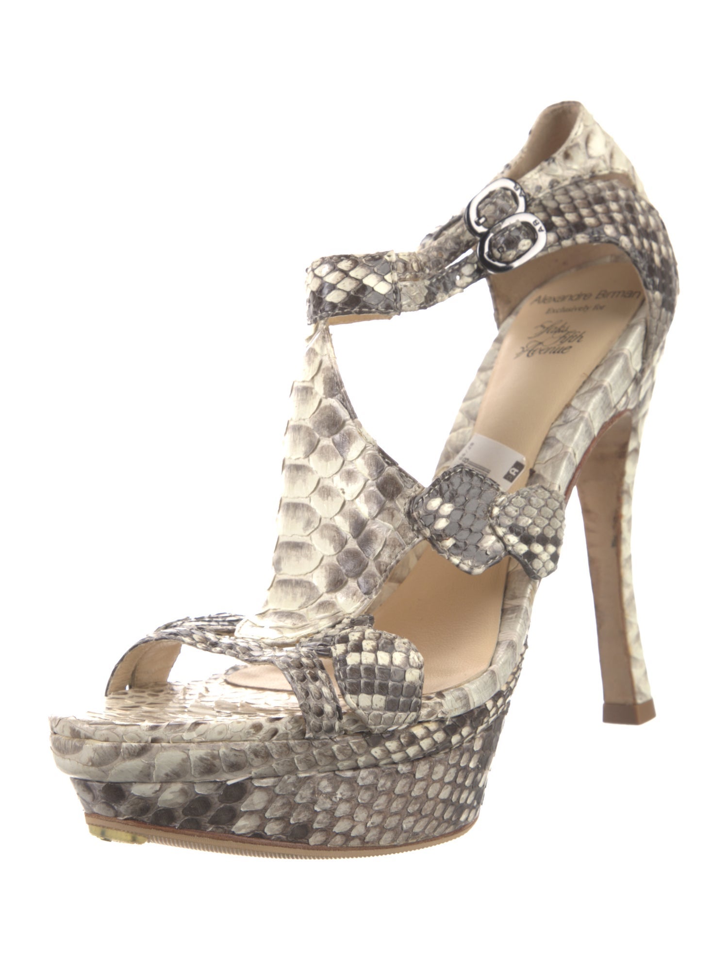 Alexandre Birman Python Animal Print T-Strap Sandals