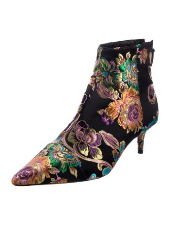 Alexandre Birman Satin Floral Print Boots