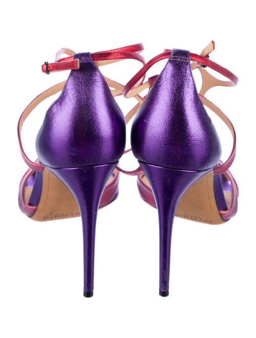 Alexandre Birman Leather Animal Print T-Strap Sandals