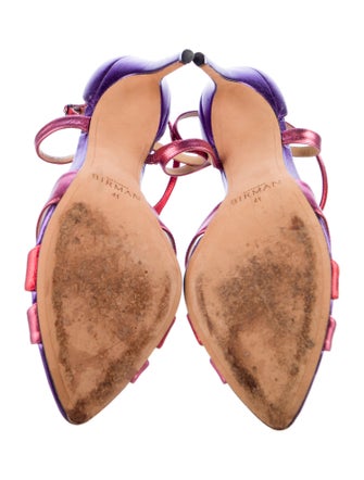 Alexandre Birman Leather Animal Print T-Strap Sandals