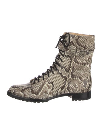 Alexandre Birman Snakeskin Animal Print Combat Boots