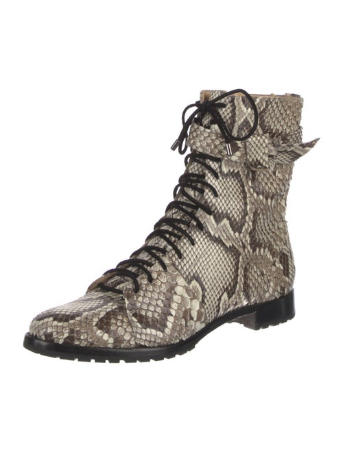 Alexandre Birman Snakeskin Animal Print Combat Boots
