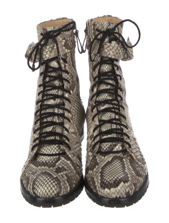 Alexandre Birman Snakeskin Animal Print Combat Boots