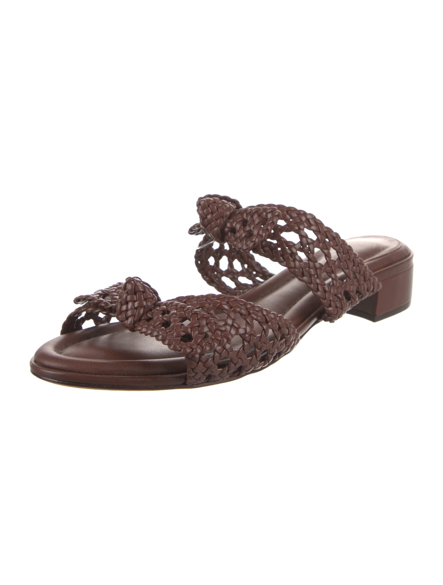 Alexandre Birman Leather Braided Accents Slides