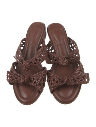 Alexandre Birman Leather Braided Accents Slides