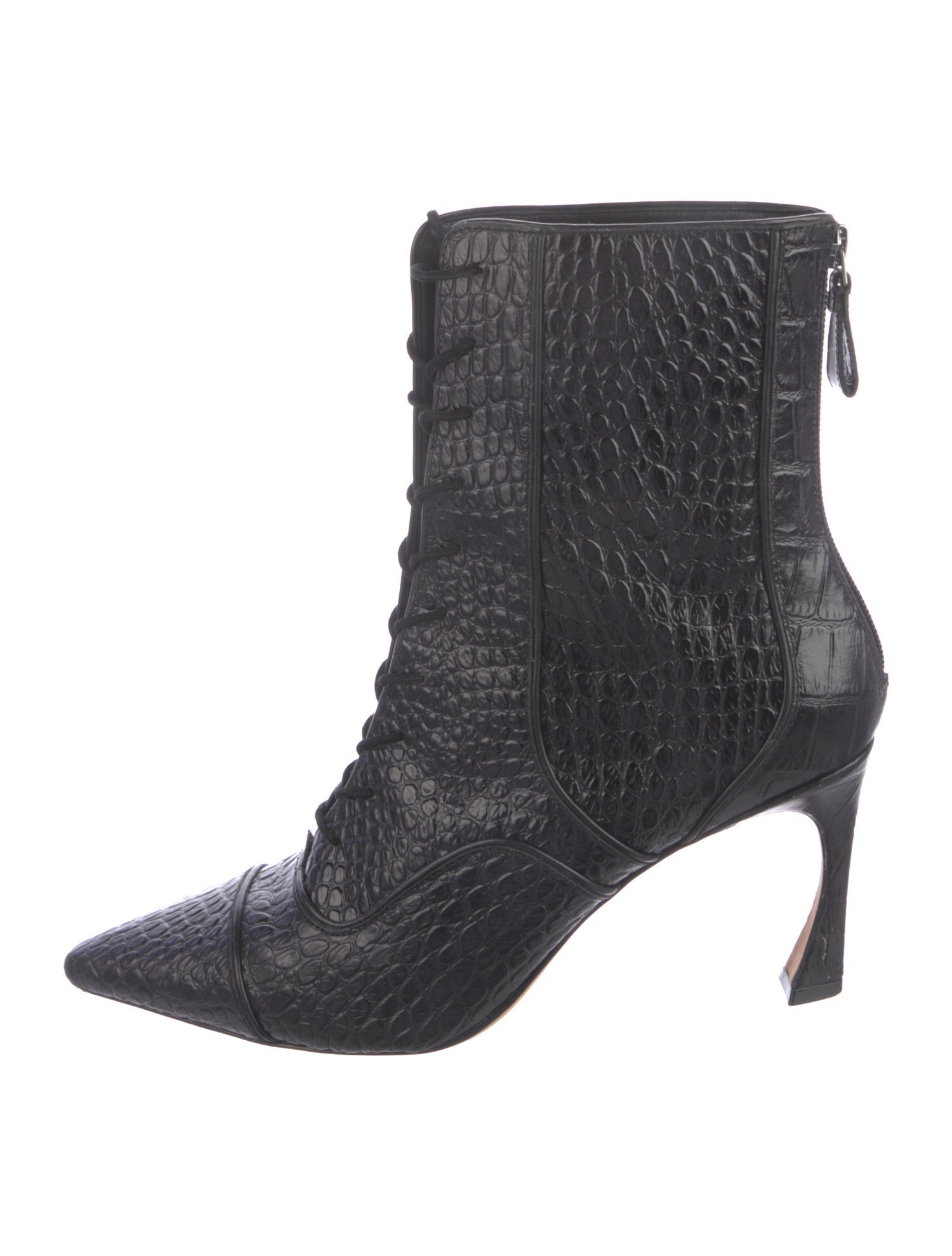 Alexandre Birman Embossed Leather Lace-Up Boots