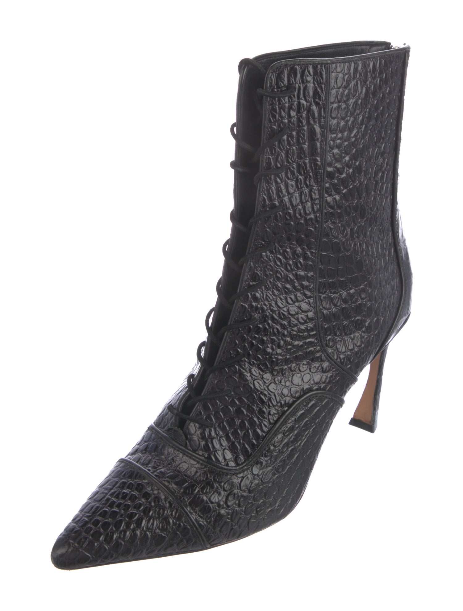 Alexandre Birman Embossed Leather Lace-Up Boots
