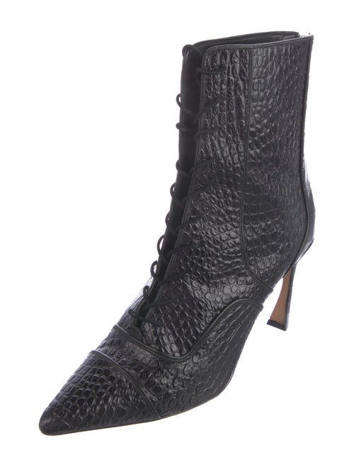 Alexandre Birman Embossed Leather Lace-Up Boots