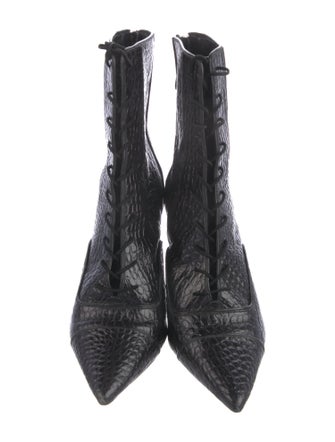 Alexandre Birman Embossed Leather Lace-Up Boots