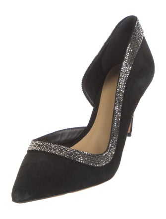 Alexandre Birman Suede Crystal Embellishments D'Orsay Pumps