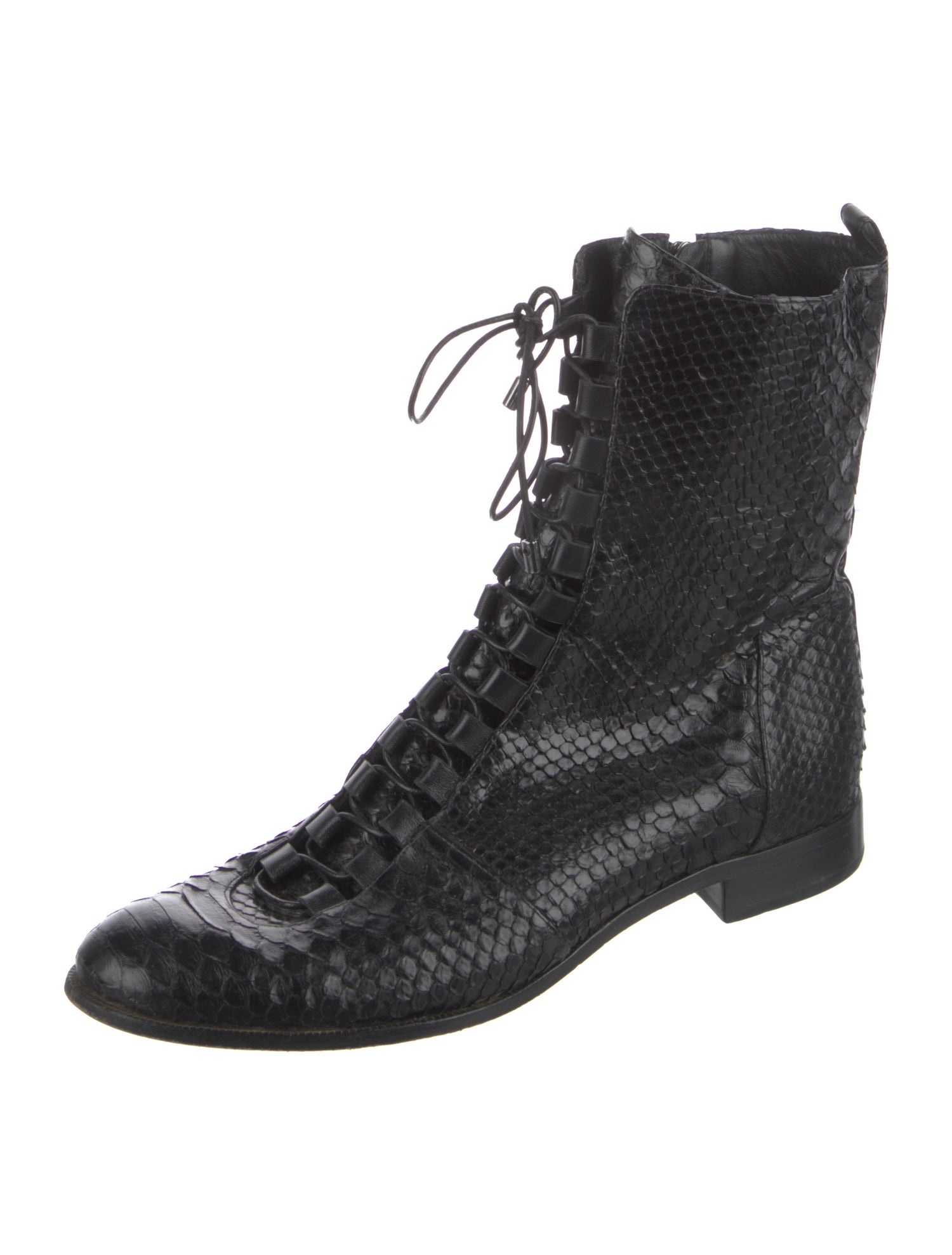 Alexandre Birman Embossed Leather Combat Boots