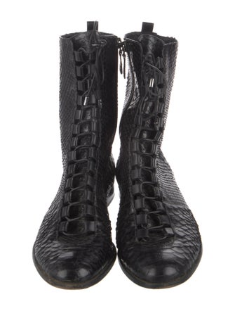 Alexandre Birman Embossed Leather Combat Boots