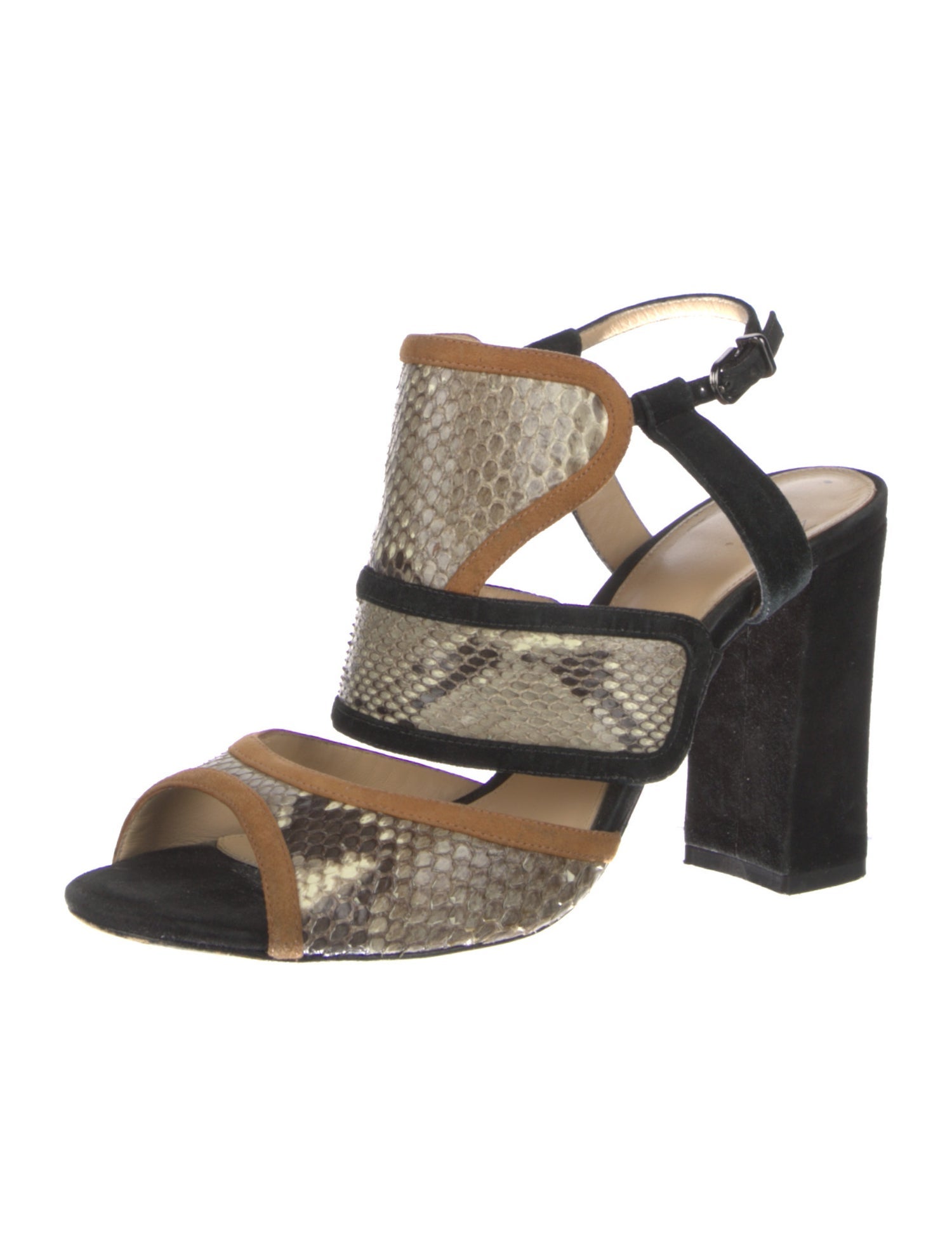 Alexandre Birman Snakeskin Animal Print T-Strap Pumps